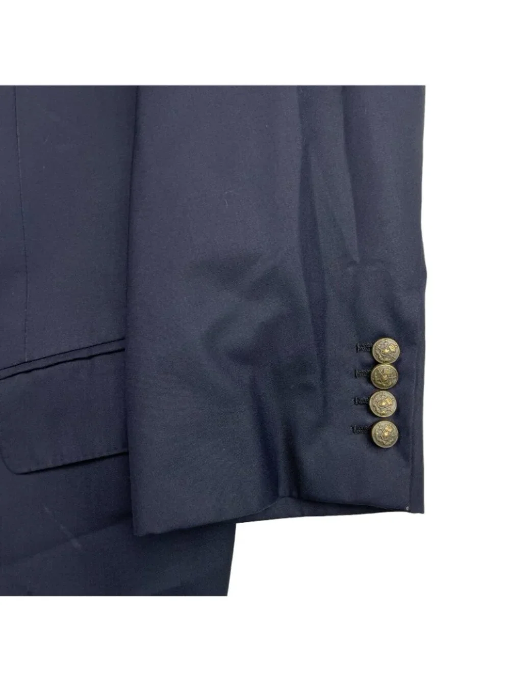 Bespoke x Loro Piana Men's 100% Wool Metal Buttons 2-Button Blazer Navy • 46R